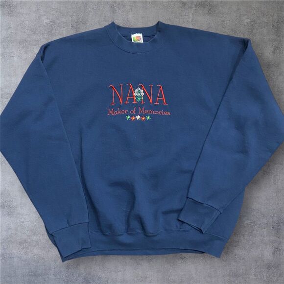 Fruit Of The Loom Vintage Crewneck Sweatshirt Nana Grandma Navy Blue Womens XXL - Picture 1 of 8